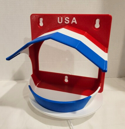 USA red, white, and blue barn-roof feeder